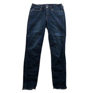 Chaps Women Jeans Size 6/28 Mid Rise Skinny Frayed Hem Blue Denim Classic Casual